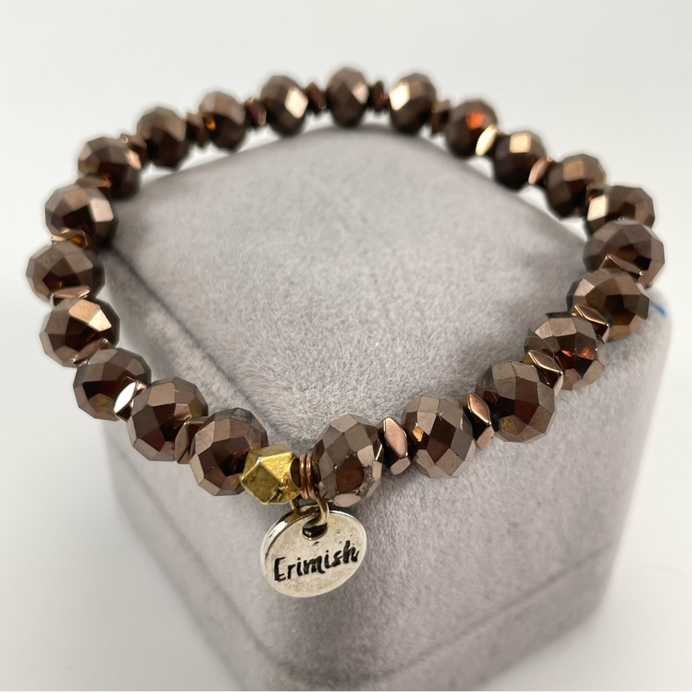 Beautiful Erimish Brown Copper AB Multifaceted Beaded Stretch Bracelet